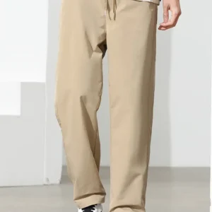 Men's Solid Suit Pants With Pockets, Casual Drawstring Dress Barrel Pants For Party Wedding Outdoor